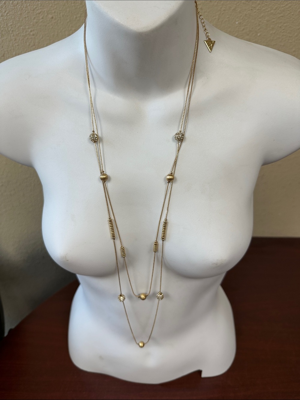 Guess by Marciano Long Gold Layered Bead Necklace